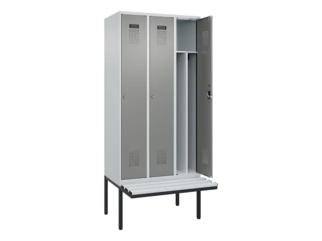 locker met bank,voor scheiding van kleding,HxBxD 2120x900x815mm,3vak