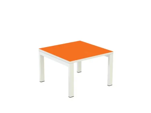Bijzettafel 400X600X600Mm Vierkant Oranje 4Voeten Wit Vierkante Buis