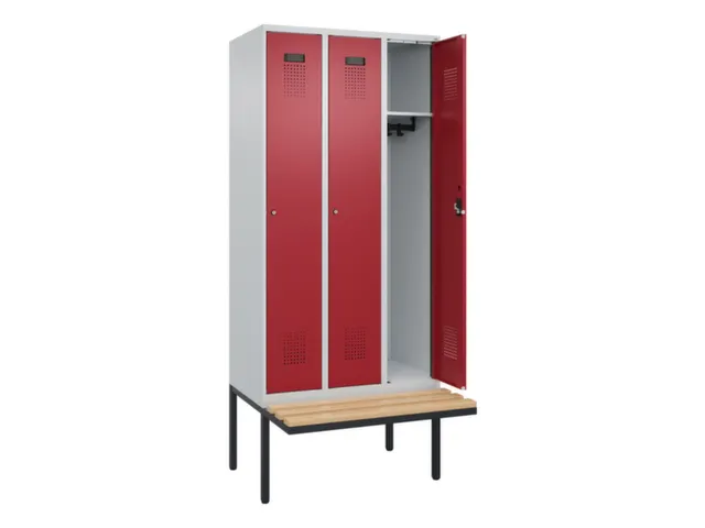 locker met bank,HxBxD 2120x900x815mm,3vak,vak B 300mm,cilinderslot