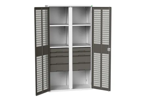 universele kast,HxBxD 2000x1050x550mm,4xStalen bodem,8lade(n)