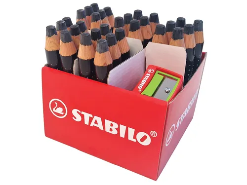 Whiteboardpotlood STABILO MARKdry incl 2 slijpers zwart classpack 30st