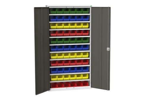 Systeemkast 2000x1050x350mm 66bakken 10xlegbord RAL7035+RAL7016