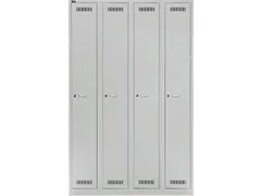 garderobekast,HxBxD 1850x1200x500mm,4vak,cil.-slot,romp lichtgrijs