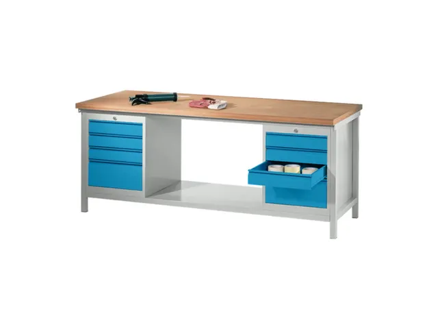 werkbank,HxBxD 900x2000x700mm,onderstel/romp RAL7035,front RAL5012