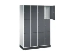 lockerkast,RAL 7035/RAL 7021,HxBxD 1950x1220x500mm,4x3vakken,cil.-slot