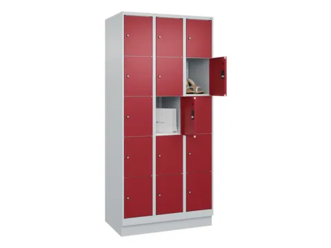 lockerkast,HxBxD 1950x900x500mm,3x5vakken,vak B 300mm,cil.-slot,sokkel
