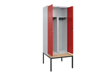 PBM-locker met bank,HxBxD 2120x800x815mm,2vak,vak B 400mm,cil.-slot - 2