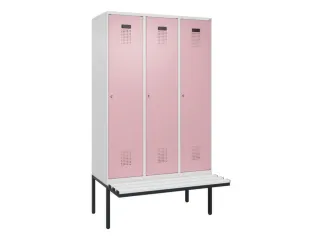 locker met bank,voor scheiding van kleding,HxBxD 2120x1200x815mm,3vak - 2