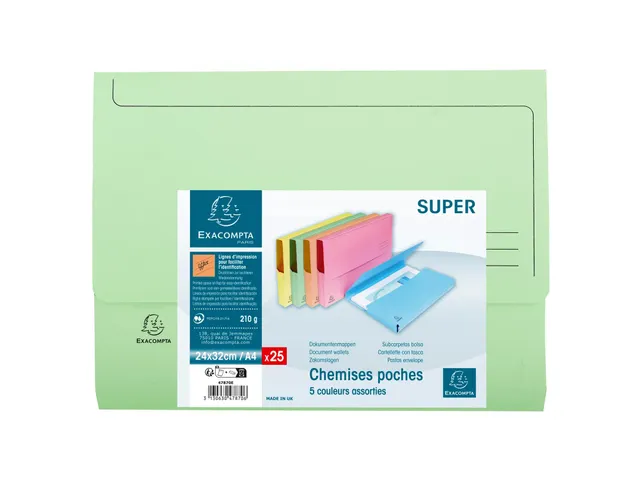 25 pocketmappen SUPER 250 24.5x32.5cm Assorti