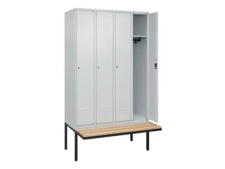 locker met bank,HxBxD 2120x1200x815mm,4vak,vak B 300mm,cil.-slot - 2