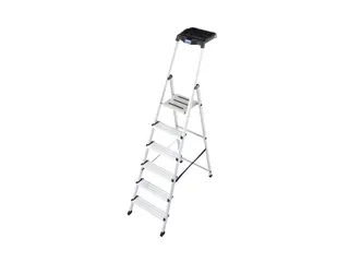 trapladder,eenzijdig,6treden,bordes m. antislip elementen,balk L 2,05m - 2