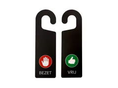 Kunststof deurhanger 250x75mm Vrij - Bezet Zwart 10 stuks