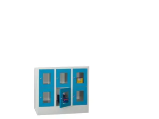 lockerkast,HxBxD 855x900x500mm,3x2vakken,RAL7035,front RAL5012 - 2