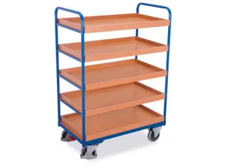 Etagewagen 250kg 1000x600mm H 1530mm 5 Etages Hout Ral5010 - 1