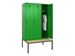 locker met bank,HxBxD 2120x1200x815mm,3vak,vak B 400mm,draaigrendel
