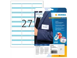 HERMA 4513 Naambadge textieletiket A4 63,5x29,6mm Wit/blauw 540 stuks