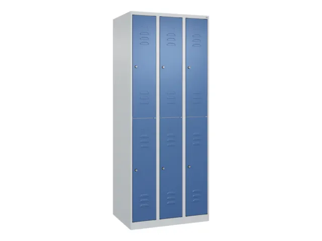 dubbeldekse locker,HxBxD 1850x750x500mm,3x2vak.,vak B 250mm,cil.-slot