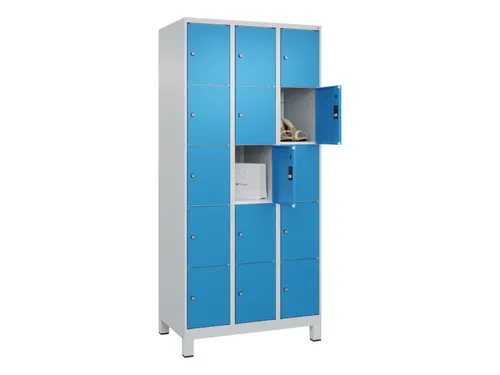 lockerkast,HxBxD 1950x900x500mm,3x5vakken,vak B 300mm,cil.-slot,voeten