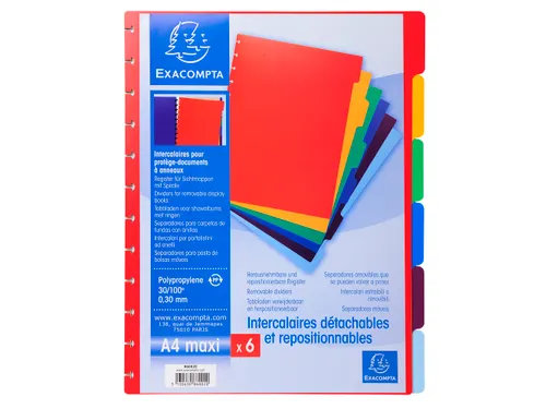 Tabbladen PP A4 voor showalb/ring 6 tabs