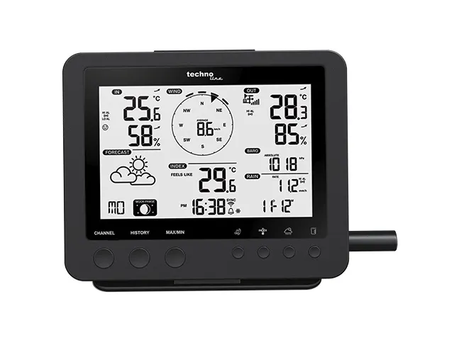 Weerstation Technoline WS 1900 168x136x25mm zwart met 5-in-1 buitensen