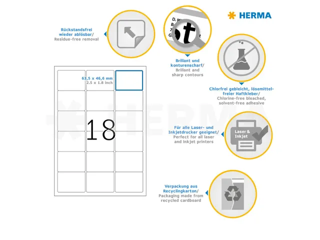 HERMA 4203 Verwijderbare etiketten A4 63,5x46,6mm Wit 450 stuks