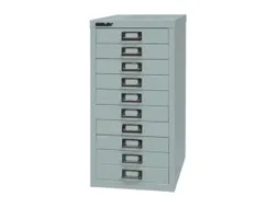 kantoor-ladekast HxBxD 590x278x380mm 10 laden romp zilverkleurig staal