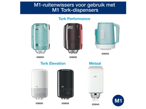 Poetspapier Tork Wiping mini rol M1 1 laags centerfeed wit 100130