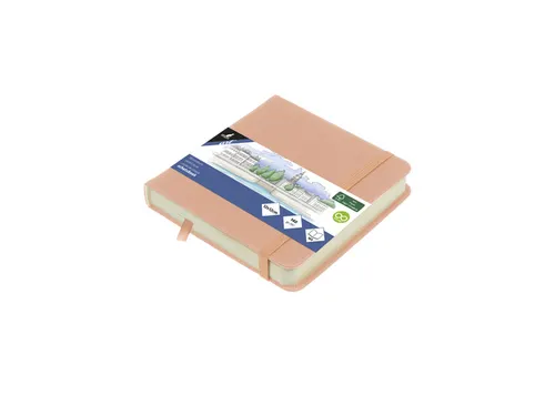 Schetsboek Kangaro 12x12cm oud roze PU hardcover 80 blad 140 grams roo