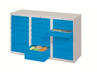 ladekast HxBxD 900x1500x500mm 18laden RAL7035 front RAL5012 - 3