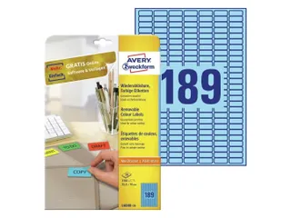 etiket Avery ILK 25,4x10mm blauw 20 vel - 1