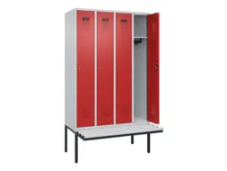 locker met bank,HxBxD 2120x1200x815mm,4vak,vak B 300mm,cilinderslot