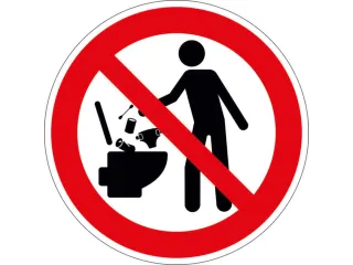 verbodsbord,Geen afval in het toilet gooien,PVC,Ø 50mm - 1