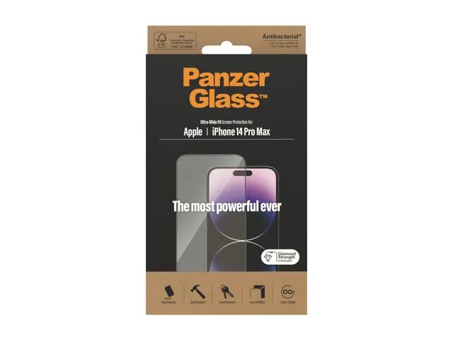 PanzerGlass Screen Protector iPhone 14 Pro Max | Ultra-Wide Fit, Ap