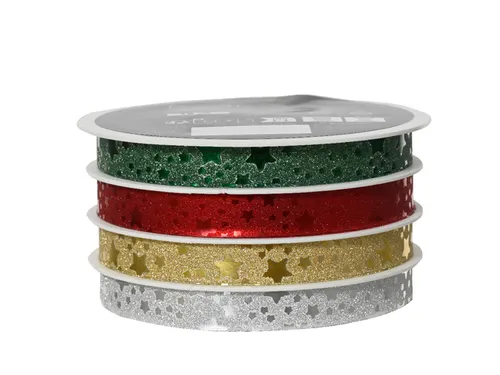 Cadeaulint Decoris rol met 4 kleuren assorti 16 meter