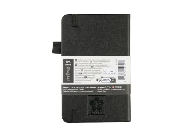 Notitieboek Sakura hard cover pocket lijn zwart 90x140mm