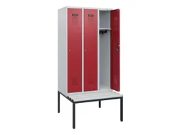 locker met bank,HxBxD 1950x900x815mm,3vak,vak B 300mm,cilinderslot