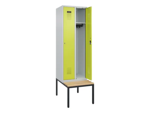 locker met bank,HxBxD 2120x600x815mm,2vak,vak B 300mm,cilinderslot