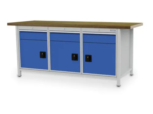 werkbank,HxBxD 860x2000x750mm,onderstel RAL7035,fronten RAL5012