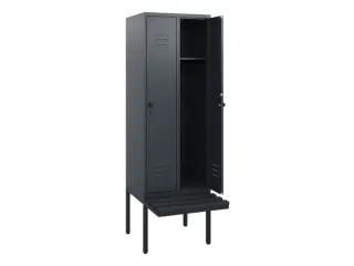 locker met bank,HxBxD 1950x600x815mm,2vak,vak B 300mm,draaigrendel - 2