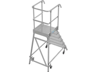 bordestrap,verrijdbaar,bordes H 1,45m,6treden,aluminium,4zwenkwielen - 2