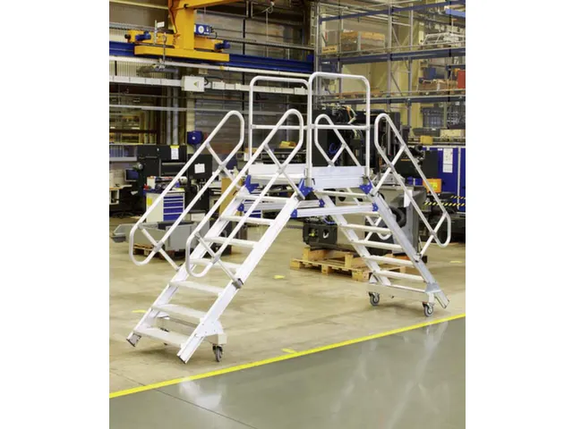 overgang,bordes H 2m,2x8treden,trede B 800mm,60° helling,aluminium