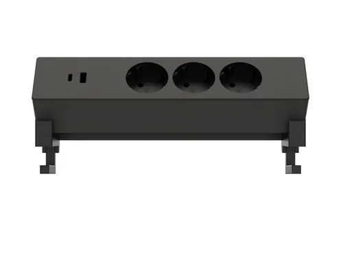 Stekkerdoos Euroseats opbouw 3 voudig USB A+C zwart