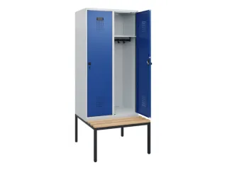 locker met bank,HxBxD 1950x800x815mm,2vak,vak B 400mm,draaigrendel - 1