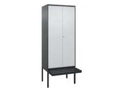 PBM-locker met bank,HxBxD 2120x800x815mm,2vak,vak B 400mm,cil.-slot