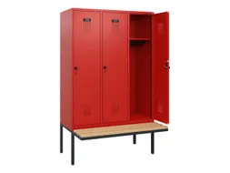 locker met bank,HxBxD 1950x1200x815mm,3vak,vak B 400mm,draaigrendel