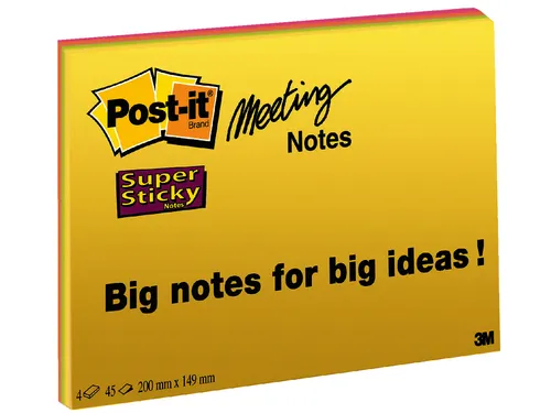 Memoblok 3M Post-it 6845 Super Sticky 203x152mm assorti Big Notes