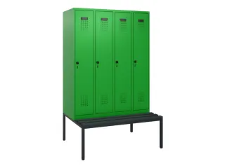 locker met bank,HxBxD 1950x1200x815mm,4vak,vak B 300mm,draaigrendel - 2