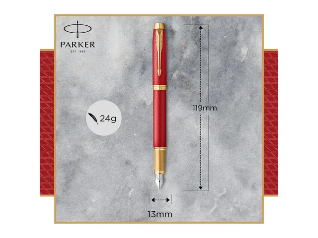 Vulpen Parker IM Premium Red Lacquer GT Finish Fijn Blauwe inkt