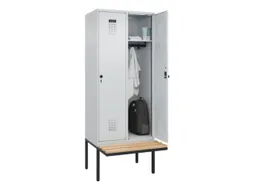 locker met bank,HxBxD 2120x800x815mm,2vak,vak B 400mm,draaigrendel