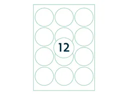 Etiketten Zelfklevend Wit 12 op A4 Rond 63.5mm 1000 Vel